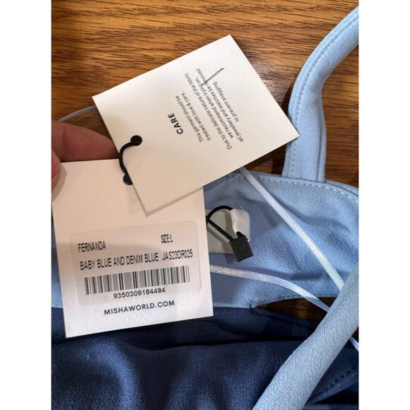 Misha blue Fernanda Two-Toned bodycon  Midi PArty Dress size L - Picture 10 of 12